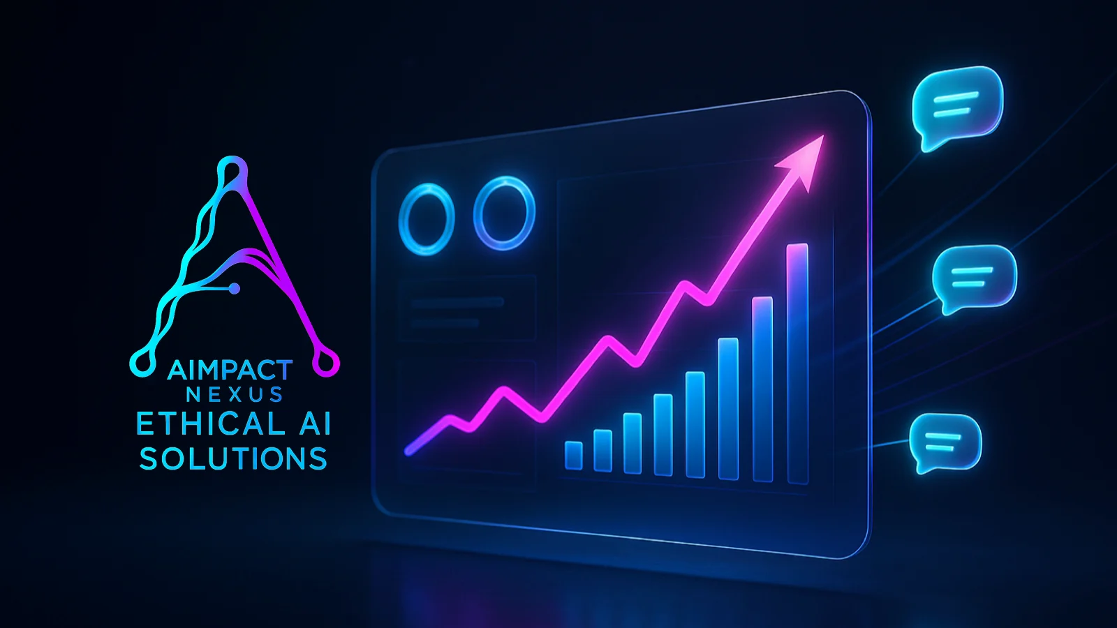 A dashboard tracking AI-search performance: referral traffic from ChatGPT and Perplexity, Search Console impressions, share-of-AI-voice, and branded-search lift — the analytics behind Answer Engine Optimization.